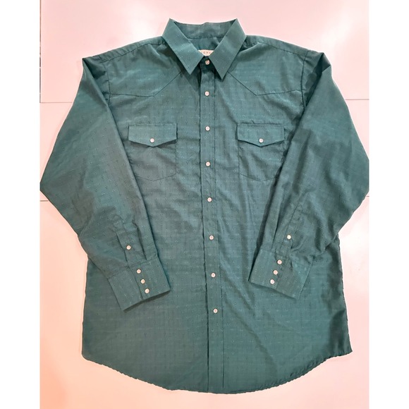 Roper Mens 3XLT Teal Western Shirt Print Long Sleeve Snap Button Front (50) - Picture 1 of 11